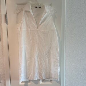 La Blanca White Sleeveless Collared Mini Dress cover up medium pockets